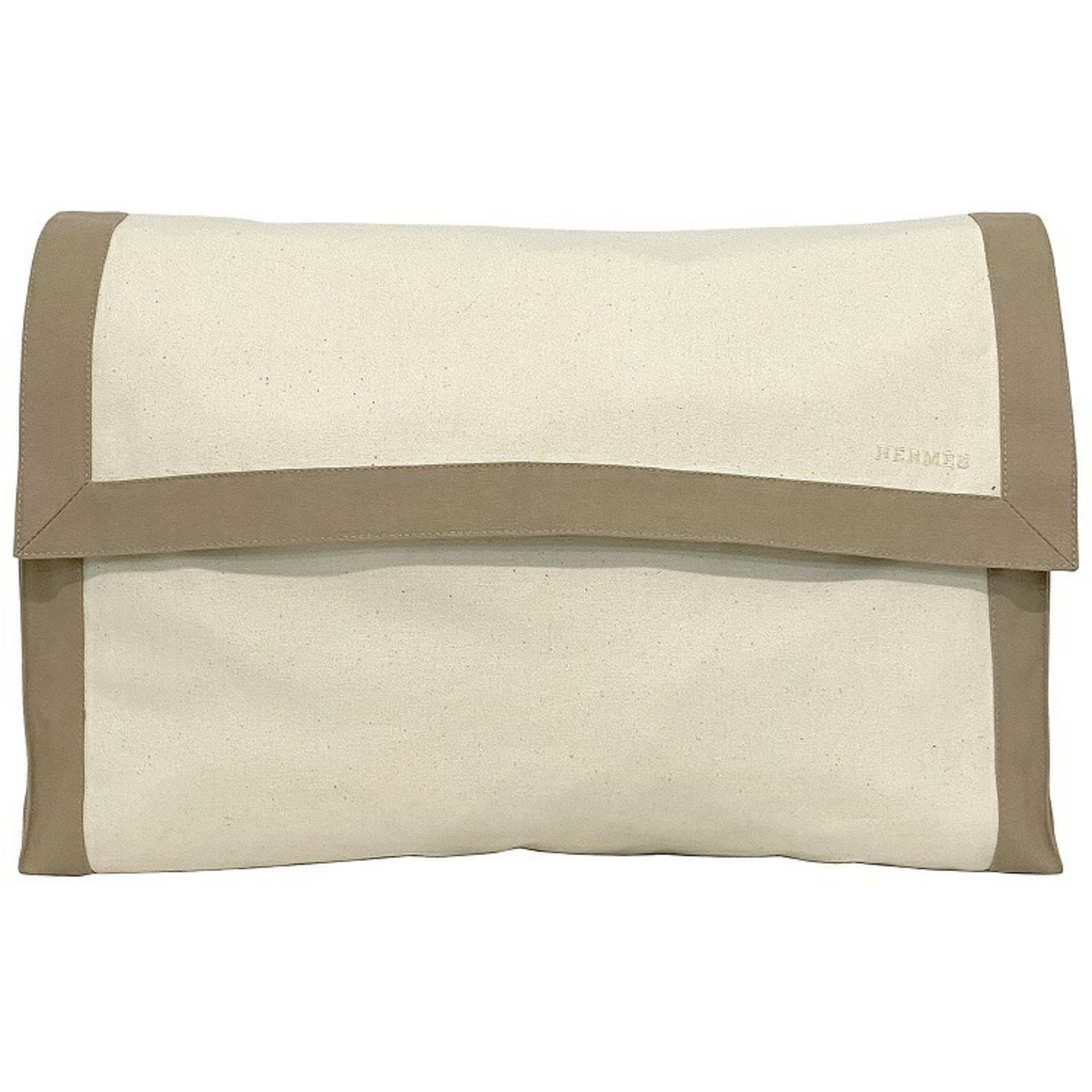 Hermes Men,Women Canvas Clutch Bag,Handbag,Pouch Beige,Cream